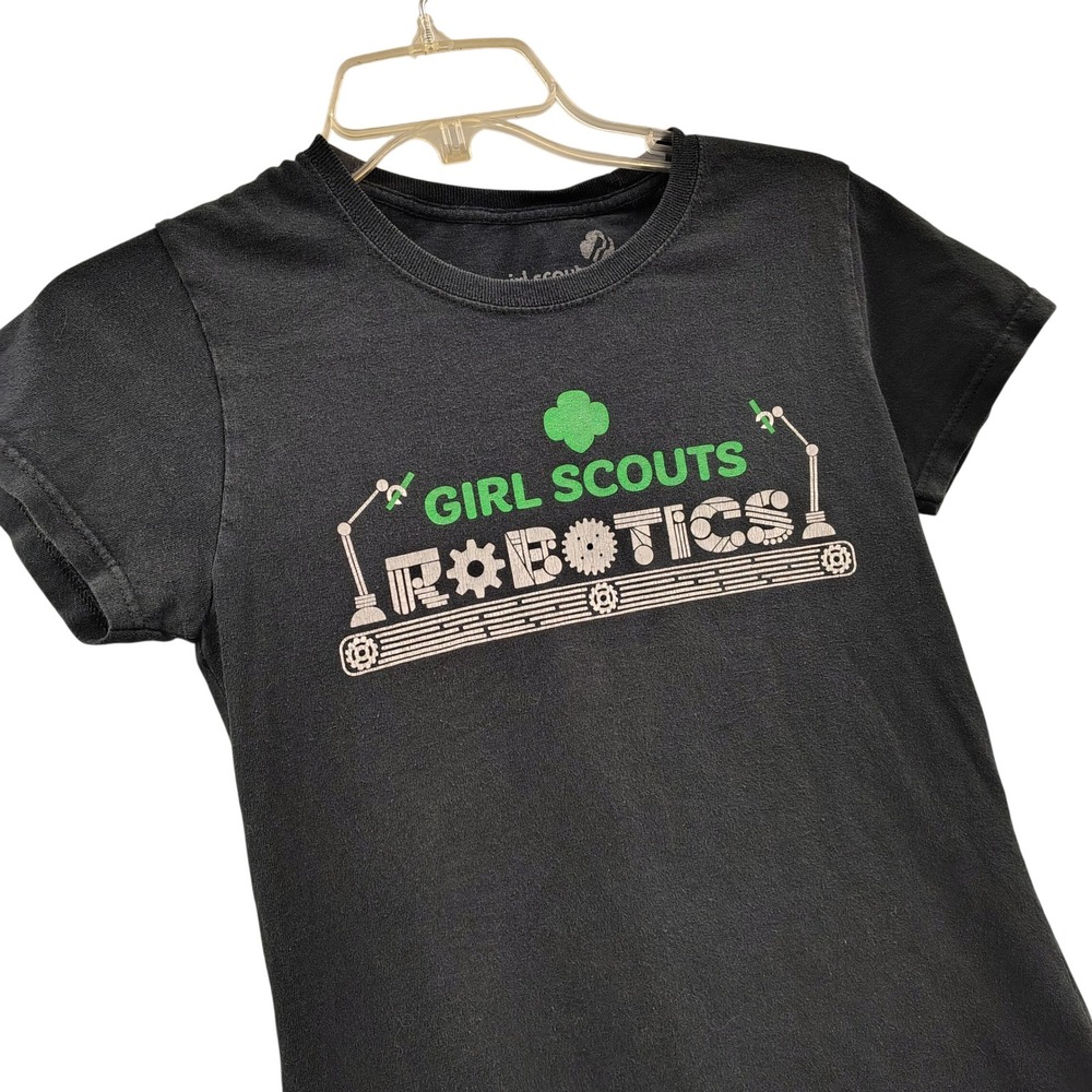 Girl Scouts Robotics‎ Graphic T-Shirt Black Adult Small STEM Crew Neck Short Slv